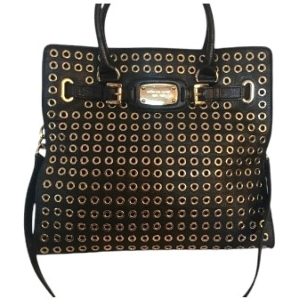 MICHAEL KORS Hope Grommet Black Leather Tote